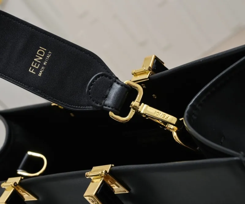 Alternative view of Fendi Fendace Black Leather Tote Bag