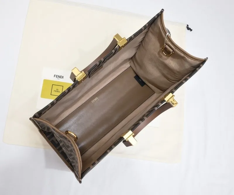 Fendi Roma FF Monogram Tote Bag Brown - Image 9