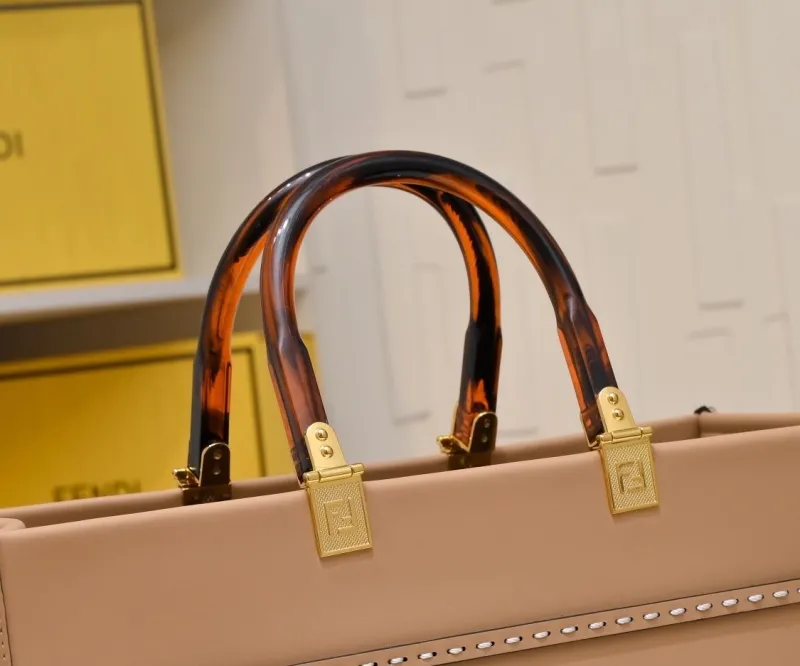 Fendi Tan Leather Shopping Tote Bag 59 - Image 6