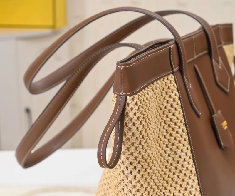 Fendi Brown Woven Leather Tote Bag - Image 5