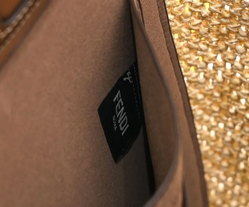 Fendi Brown Woven Leather Tote Bag - Image 8