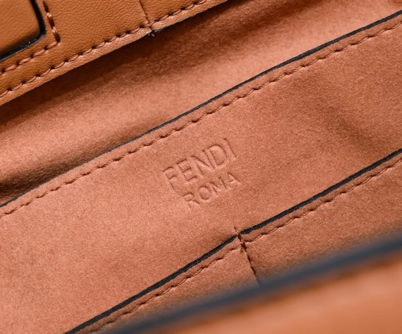 Fendi Brown Leather Small Shoulder Tote Bag 102 - Image 6