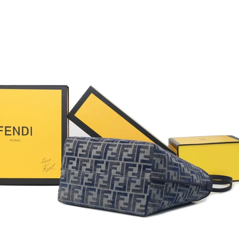 Fendi FF Monogram Navy Tote Bag 105 - Image 4