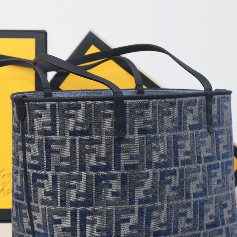Fendi FF Monogram Navy Tote Bag 105 - Image 6