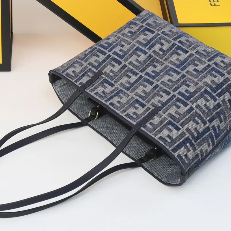 Fendi FF Monogram Navy Tote Bag 105 - Image 7