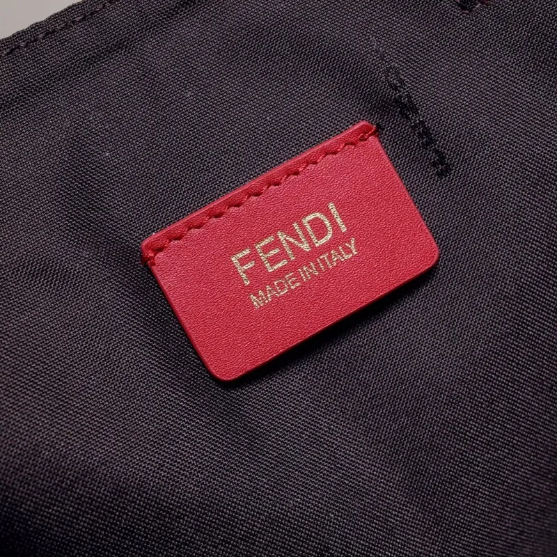 Fendi Shopping Tote Bag Brown Red FF Monogram - Image 8