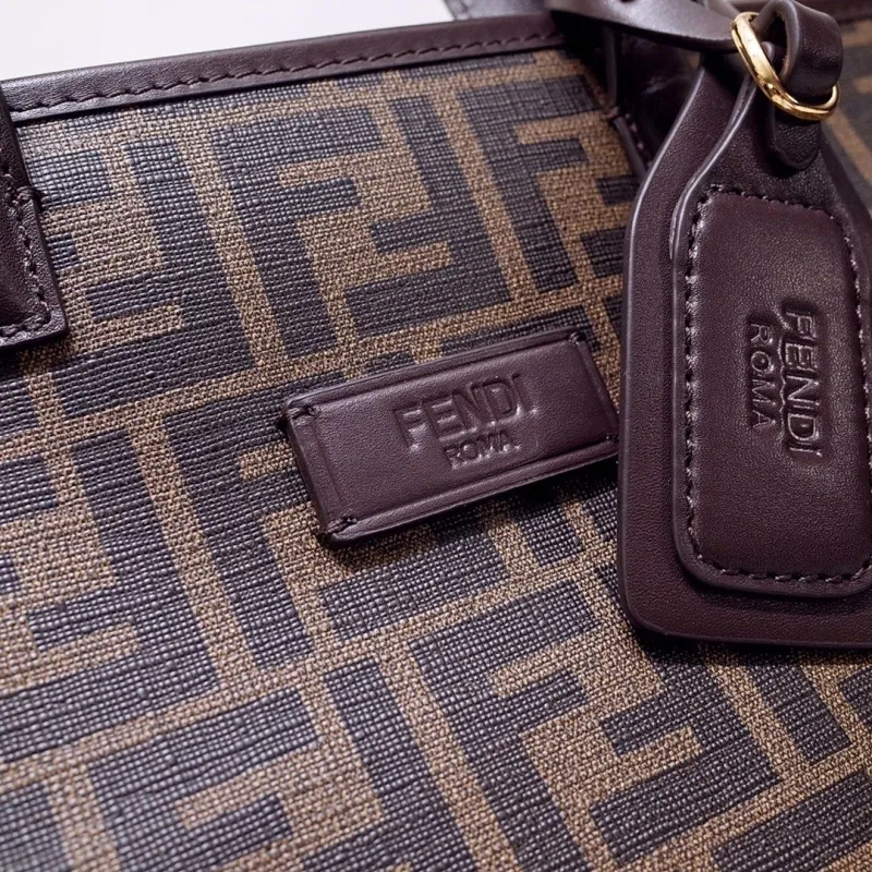 Fendi Brown FF Monogram Tote Bag - Image 5