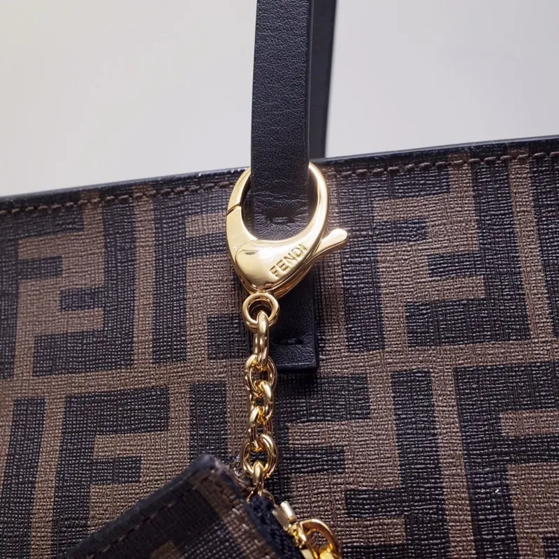 Fendi Brown FF Pattern Tote Bag with Small Pouch - Image 4