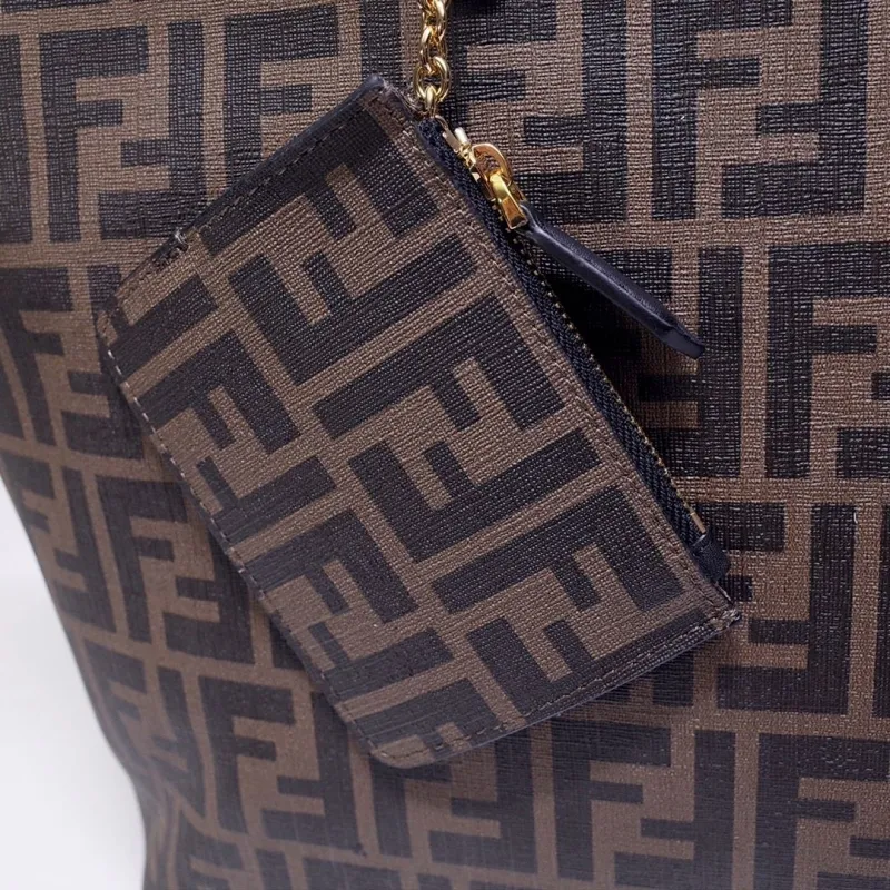 Fendi Brown FF Pattern Tote Bag with Small Pouch - Image 5