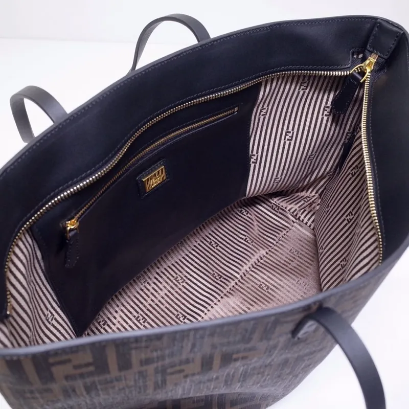 Fendi Brown FF Pattern Tote Bag with Small Pouch - Image 7