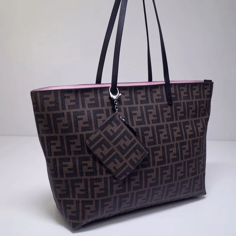 Alternative view of Fendi Brown FF Monogram Shopping Tote Bag 127 with Pouch