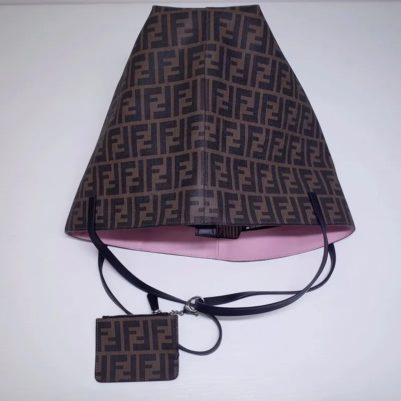 Fendi Brown FF Monogram Shopping Tote Bag 127 with Pouch - Image 4