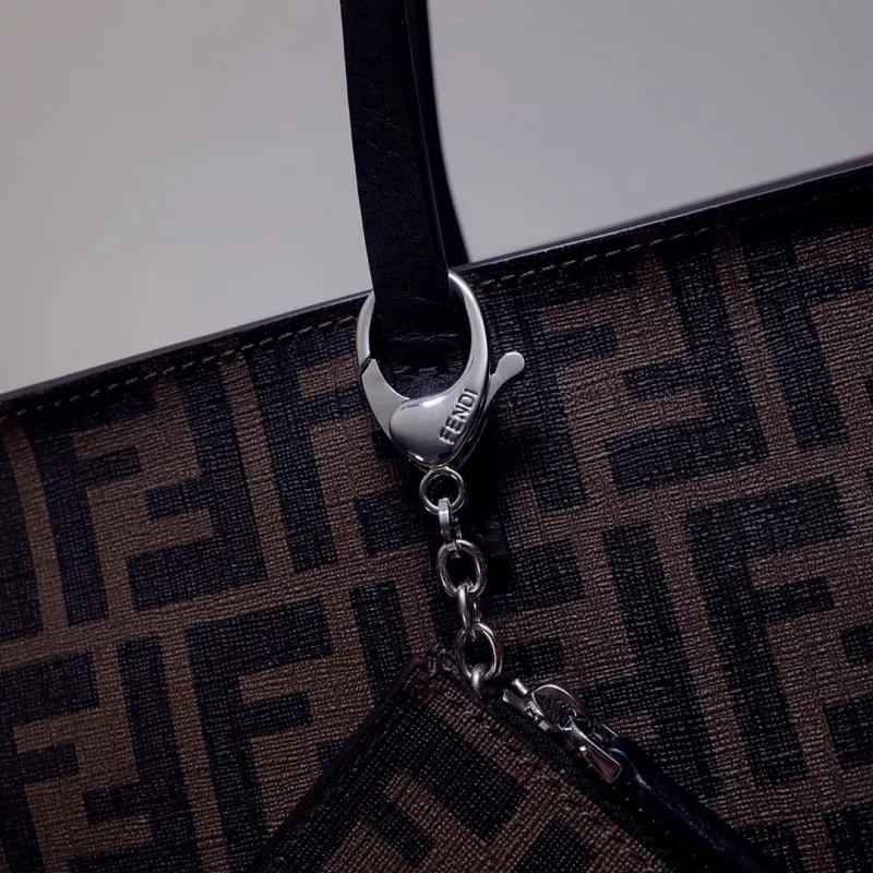 Fendi Brown FF Monogram Shopping Tote Bag 127 with Pouch - Image 5
