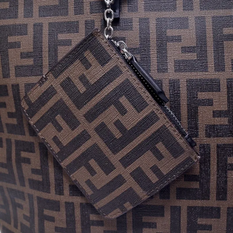 Fendi Brown FF Monogram Shopping Tote Bag 127 with Pouch - Image 6