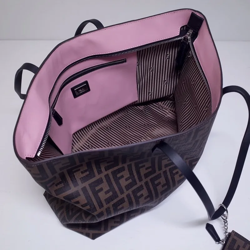 Fendi Brown FF Monogram Shopping Tote Bag 127 with Pouch - Image 8