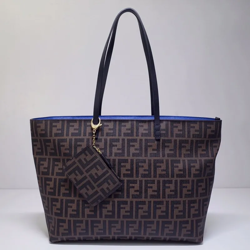 Fendi Brown FF Monogram Tote Bag with Small Pouch 128