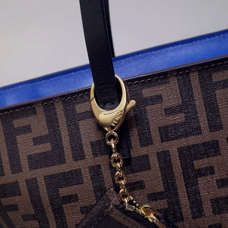 Fendi Brown FF Monogram Tote Bag with Small Pouch 128 - Image 4
