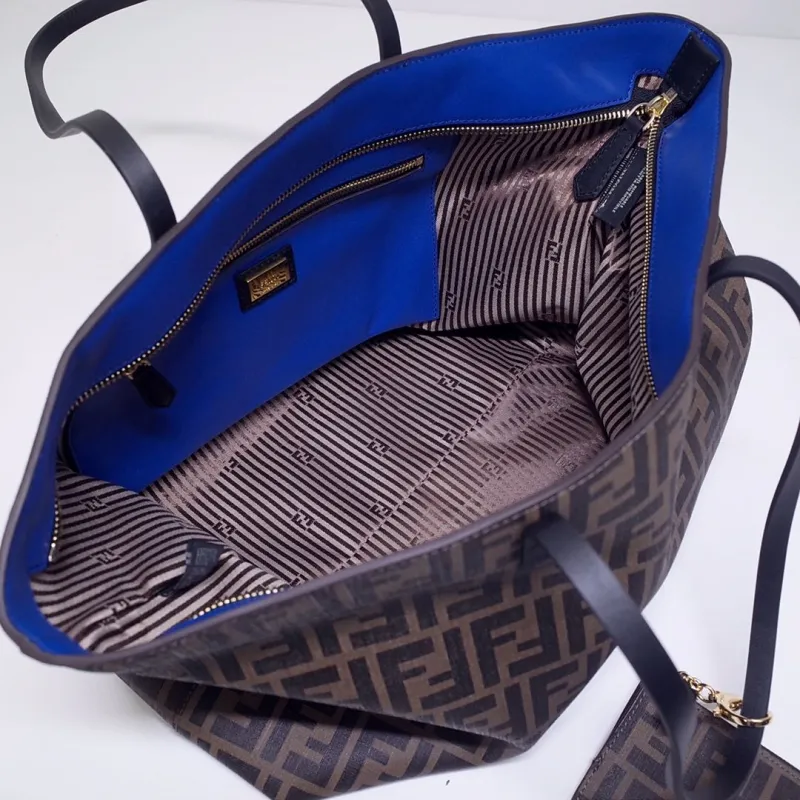Fendi Brown FF Monogram Tote Bag with Small Pouch 128 - Image 7