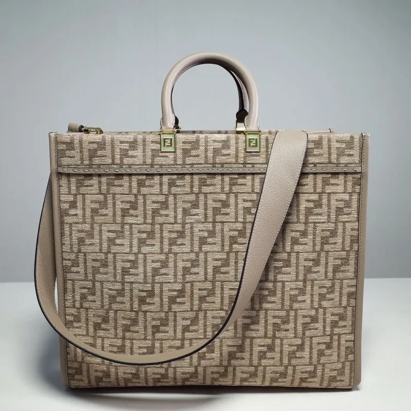 Fendi Beige FF Monogram Shopping Tote Bag