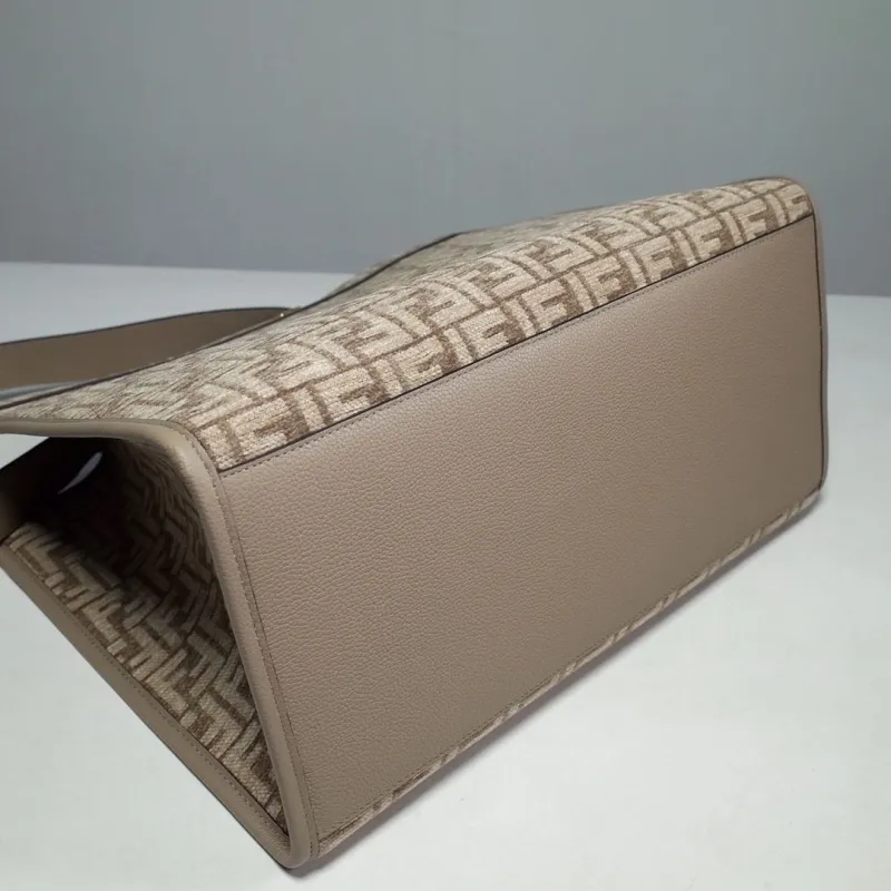 Fendi Beige FF Monogram Shopping Tote Bag - Image 6