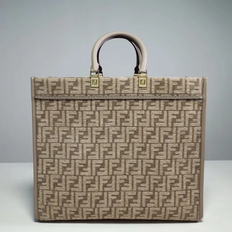 Fendi Beige FF Monogram Shopping Tote Bag - Image 9