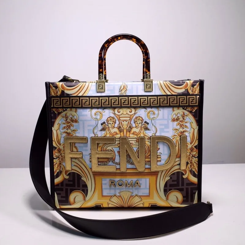 Fendi Roma Baroque Print Shopping Tote Bag 133
