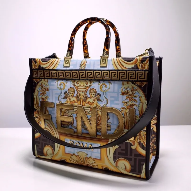 Alternative view of Fendi Roma Baroque Print Shopping Tote Bag 133