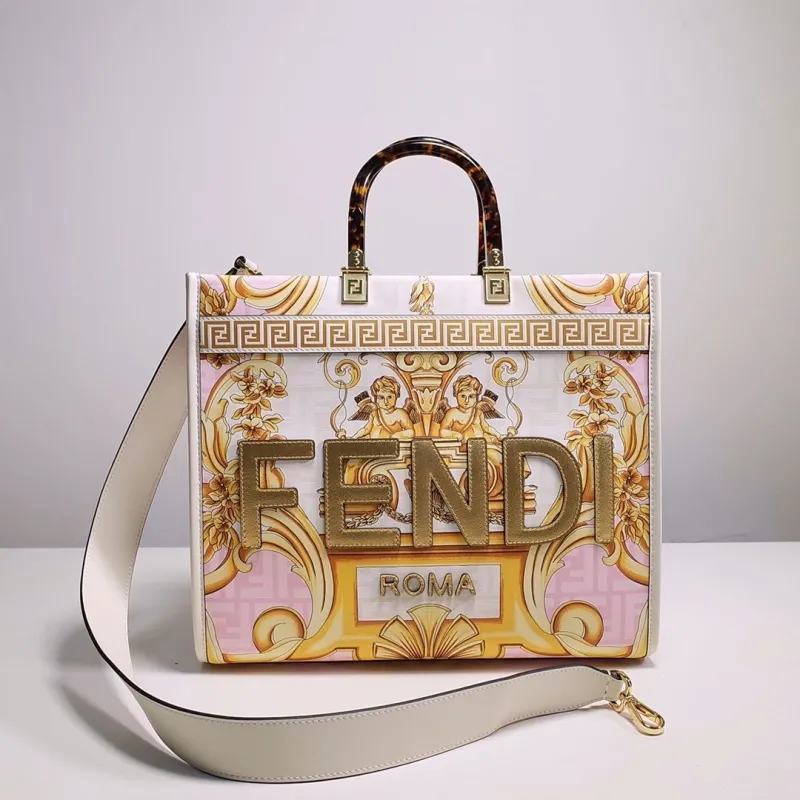 Fendi Pink Gold Baroque Tote Bag