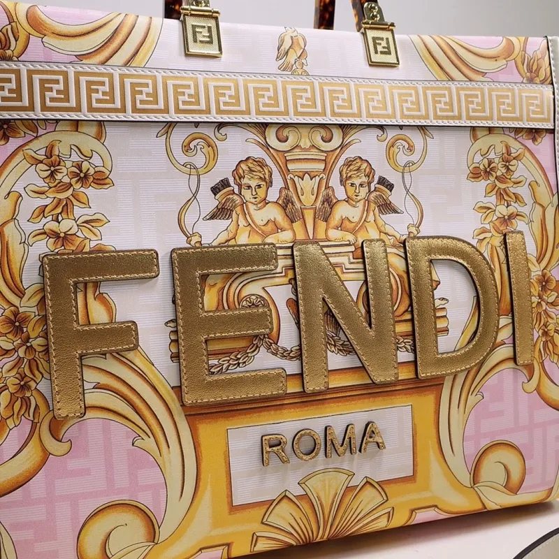 Fendi Pink Gold Baroque Tote Bag - Image 3