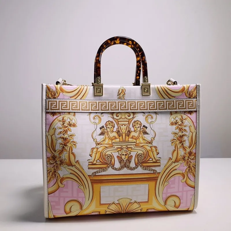 Fendi Pink Gold Baroque Tote Bag - Image 4