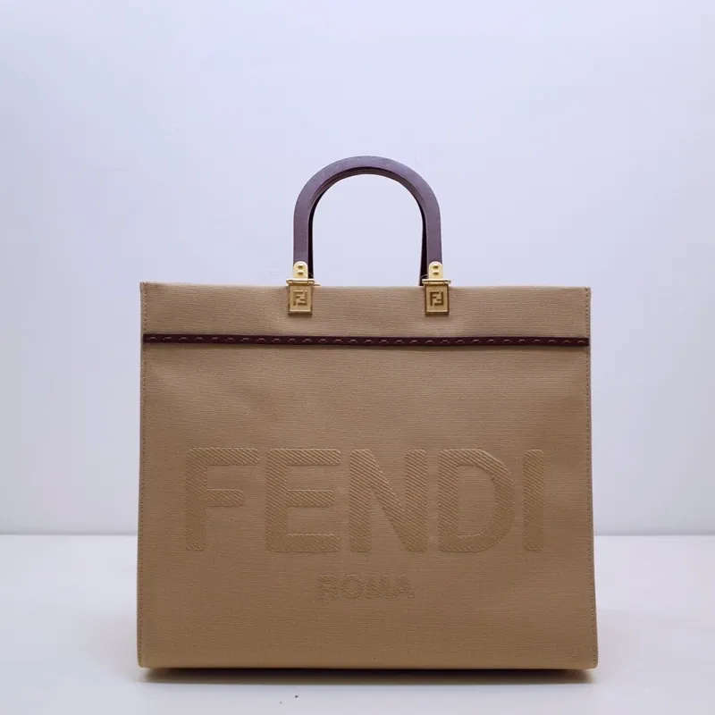 Fendi Roma Beige Canvas Tote Bag