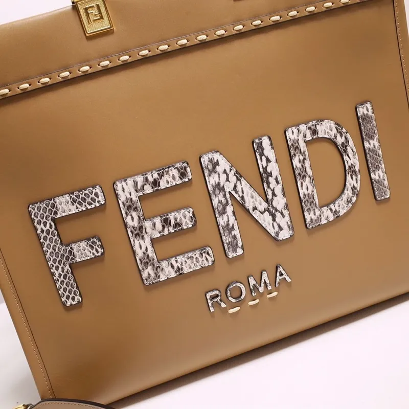 Fendi Brown Leather Tote Bag - Image 3