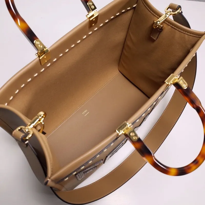 Fendi Brown Leather Tote Bag - Image 6