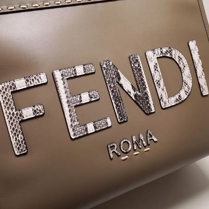Fendi Roma Taupe Leather Tote Bag - Image 9