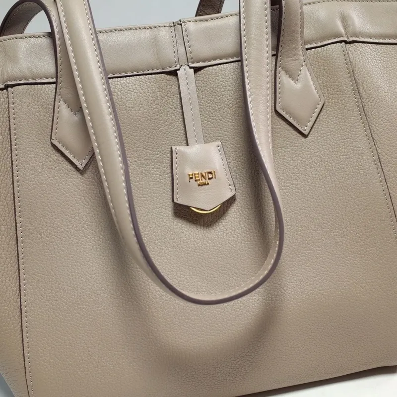 Fendi Taupe Leather Tote Bag 141 - Image 4
