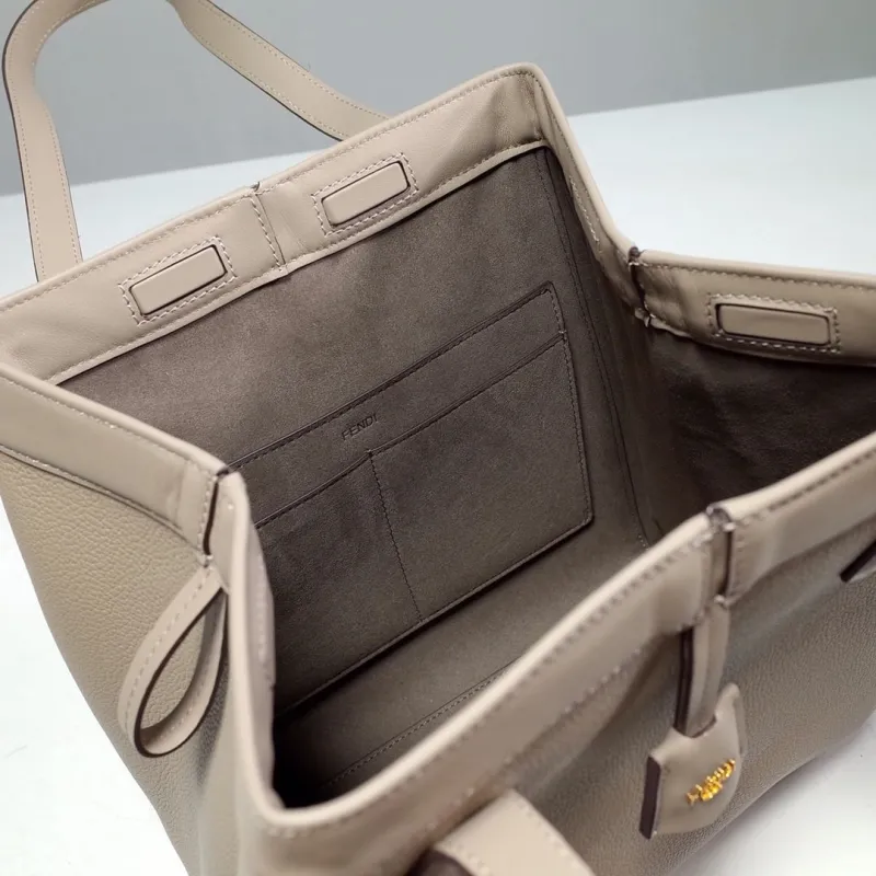 Fendi Taupe Leather Tote Bag 141 - Image 7