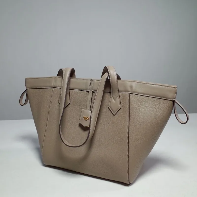Fendi Taupe Leather Tote Bag 141 - Image 9