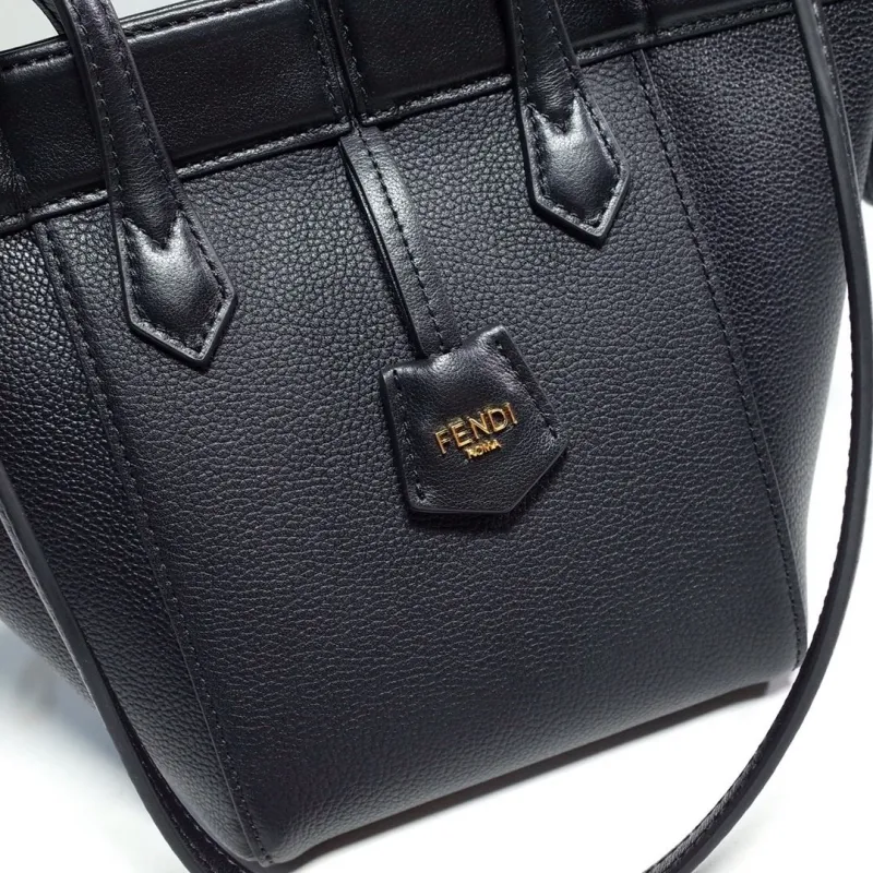 Fendi Black Leather Mini Tote Bag - Image 4