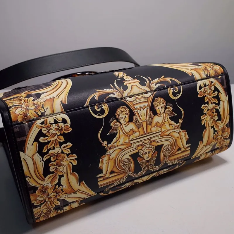 Fendi Roma Black Gold Baroque Tote Bag - Image 5