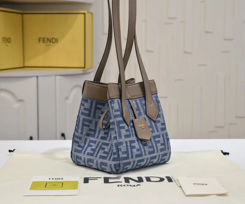 Fendi FF Monogram Blue Tote Bag - Image 3