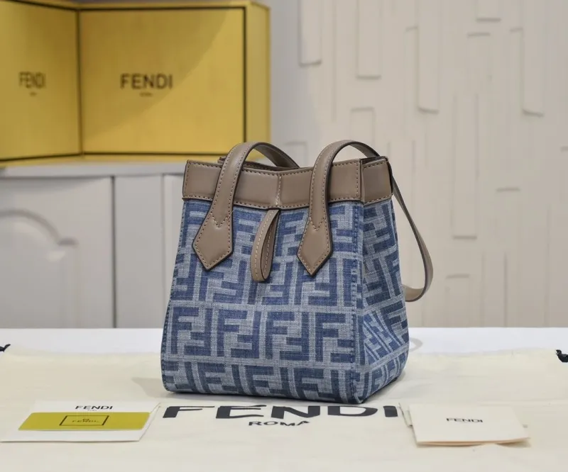 Fendi FF Monogram Blue Tote Bag - Image 4