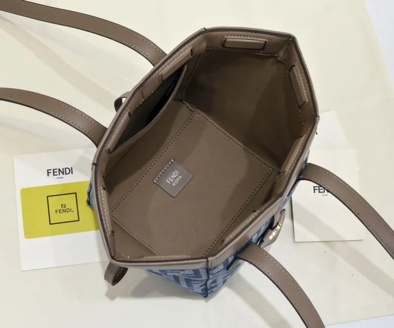 Fendi FF Monogram Blue Tote Bag - Image 9