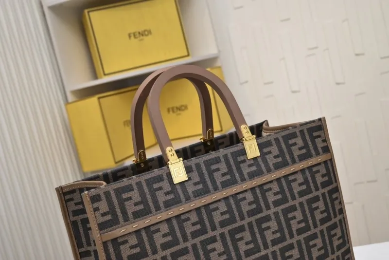 Fendi FF Monogram Tote Bag Brown - Image 3