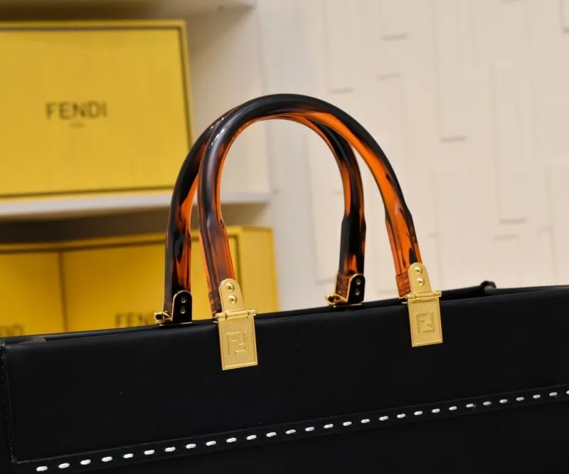 Fendi Black Roma Snakeskin Tote Bag - Image 4