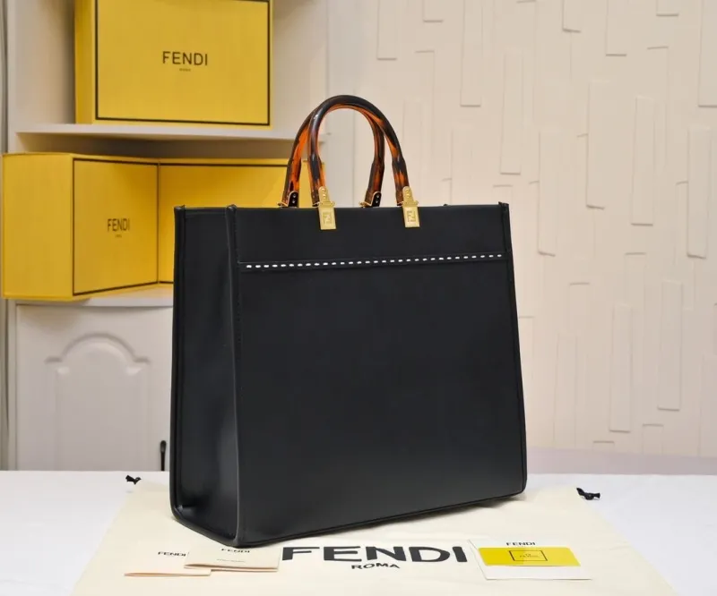 Fendi Black Roma Snakeskin Tote Bag - Image 5