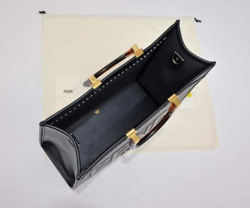 Fendi Black Roma Snakeskin Tote Bag - Image 9