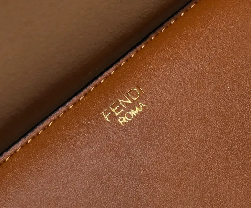 Fendi Roma Brown Leather Tote Bag - Image 7