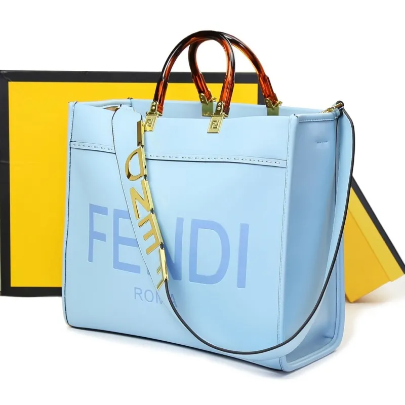 Fendi Light Blue Tote Bag - Image 3