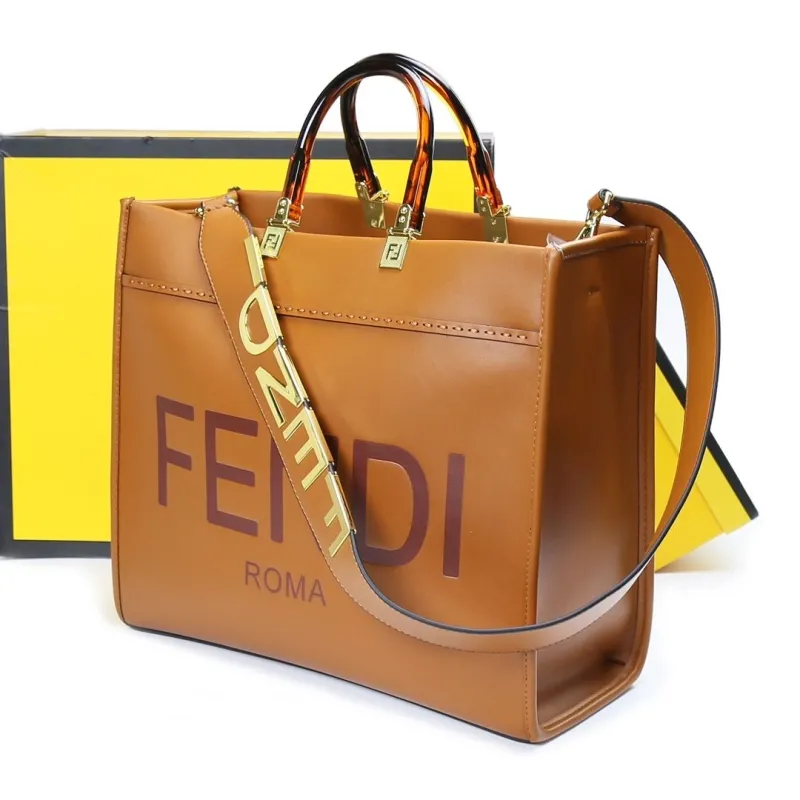 Fendi Brown Leather Tote Bag - Image 3