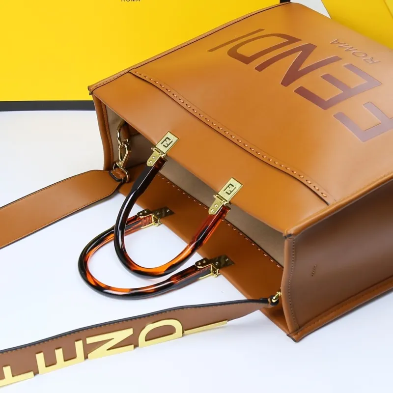 Fendi Brown Leather Tote Bag - Image 7